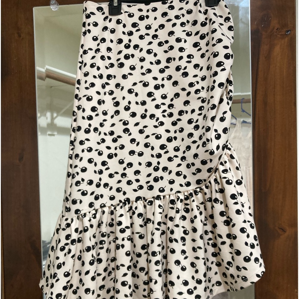 Anthropologie Mauve cherry black and white skirt